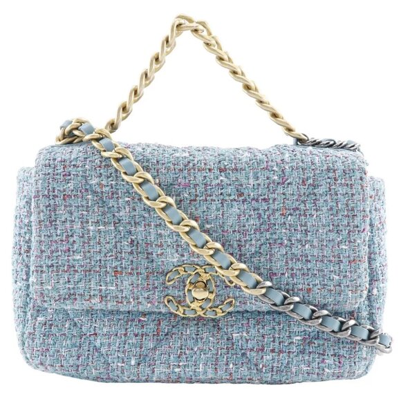 CHANEL ChainShoulder19 Shoulder Bag AS1160 Diznow 2WAYShoulder Blue tweed ... - Picture 1 of 12